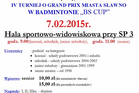 IV Turniej o Grand Prix Miasta Sławno w Badmintonie „BS CUP”