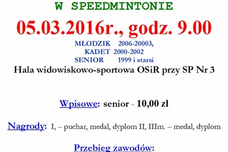 Mistrzostwa Miasta Sławna w Speedmintonie