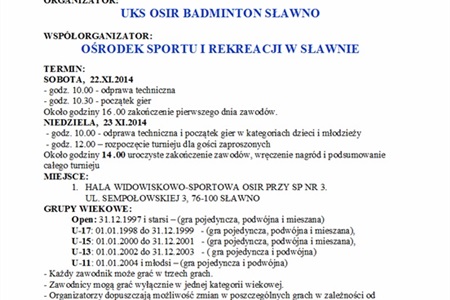 Otwarte Mistrzostwa Powiatu Sławieńskiego w Badmintonie